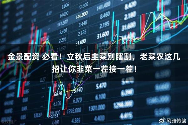 金景配资 必看！立秋后韭菜别瞎割，老菜农这几招让你韭菜一茬接一茬！