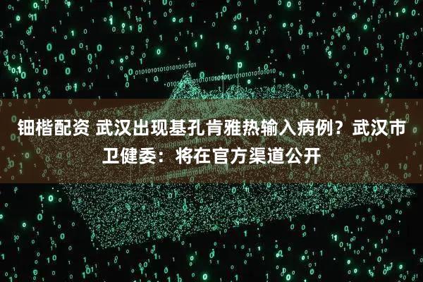 钿楷配资 武汉出现基孔肯雅热输入病例？武汉市卫健委：将在官方渠道公开