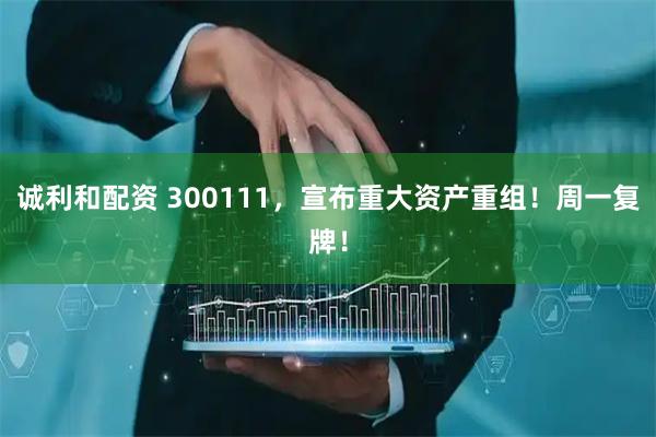 诚利和配资 300111，宣布重大资产重组！周一复牌！